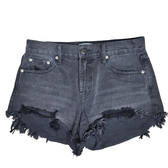 Pistola Black Denim Distressed High-Waist raw hem Shorts Size 27 - Picture 7 of 7